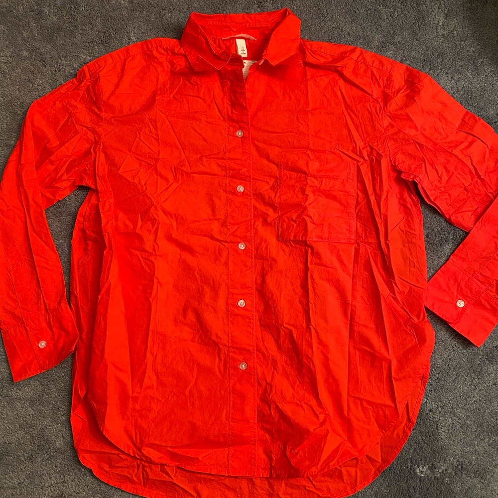 Red button down shirt
